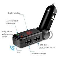 MMOBIEL Handsfree Bluetooth FM Radio Wireless Transmitter Car Kit Music Control Audio Receiver 3.5mm AUX Stereo Output