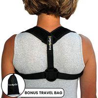 Posture Corrector Brace For Women & Men - Unisex Back Straightener For Comfort & Support - Adjustable Upper Body Orthopedic Strap & Travel Bag - Relieve Shoulder & Neck Pain, Prevent Slouching - Black