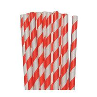 Grapefruit Red Striped Paper Straws- For Weddings Birthday Parties Baby Showers Bridal DIY Vintage Themes (50 Count)