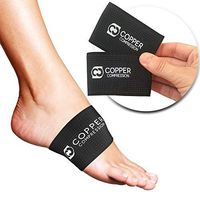 Copper Compression Copper Arch Support - 2 Plantar Fasciitis Braces/Sleeves. Guaranteed Highest Copper Content. Foot Care, Heel Spurs, Feet Pain, Flat Arches (1 Pair Black - One Size Fits All)