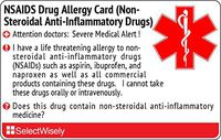 NSAIDS Drug Allergy (Non-Steroidal Anti-Inflammatory Drugs) Translation Card - Translated in Spanish or Any of 5 Languages