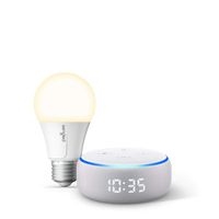 Echo Dot with clock (Sandstone) Bundle with Sengled Wi-Fi Smart Bulb