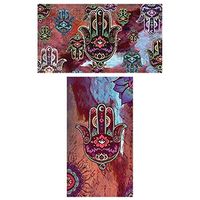 Decorative Matches, (Set of 3 Match Boxes) Long Wooden Matches,Strike Strip on Side of Box- Colored Match Tips- Candle and Fireplace Wooden Matches 4.375" x 2.35" x .75" (Hamsa)