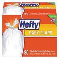 Hefty Easy Flaps Trash Bags, 23.75" X 28", 13 Gal, White, 480/Carton