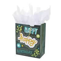 Hallmark 5WDB2056 Happy Happy Birthday Medium Ready-To-Go Gift Bag, Black