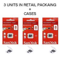 SanDisk Lot of 3 8GB MicroSD SDHC Class 4 TF Memory Flash Card SDSDQM-008G Pack + 3 Jewel Cases