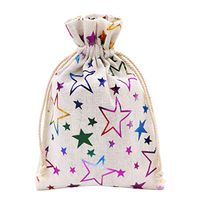 SumDirect 20pcs 5x7 Inch Color Star Burlap Gift Bags with Drawstring, Jewelry Pouches for Party Wedding Favors Crafts