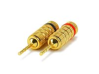 Monoprice 105975 24k Gold Plated Speaker Pin Plugs, Closed Screw Type (1 Pair)