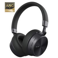 Iqua HF001 Active Noise Cancelling Headphones Bluetooth Headphones with Mic, Hi-Fi Deep Bass Wireless Headphones Over Ear, Soft Protein Earpads, 48H Playtime for Travel Work TV PC Cellphone-Black