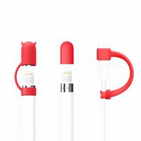 [3-Pack] FRTMA Replacement for Apple Pencil Cap/Apple Pencil Horn Cap Holder/Cable Adapter Tether for iPad Pro Pencil, Red