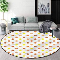 RUGSMAT Yellow and Brown Non-Slip Area Rug Pad Round,Polka Dot Vintage Non-Slip No-Shedding Kitchen Soft Floor Mat Round-59