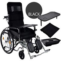 Portable Wheelchairs Transport Medical Control Backrest Seat 100kg Load Bearing 47 X 45cm Seat-Detachable Desktop-Commode,Elderly Disabled 23kg (Color : Black)