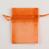 Sheer Organza Pouch Bag, 144-pack (3" x 4", Orange)