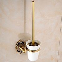 AiRobin-Continental Antique Brass Carved Wall Mounted Toilet Brush Holder Bathroom Accessory