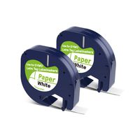 Replace Dymo Letratag Tape 10697 (91330 S0721510) Self-Adhesive Paper Tape Cassettes Labeling Tape for Dymo LetraTag Label Makers, Black on White, 12mm (1/2 Inch) x 13 ft.(4m), 2 Pack