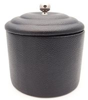 Black Leather Pipe Tobacco Jar - Authentic Full Grade Cow Leather - Black