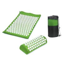 lvh Yoga Mat Bag Spike Acupressure Mat Pillow Set Relieve Stress Tension Pain Acupuncture Cushion Mat w/Carry Bag (Green)