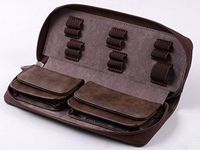 420 and Vape Leather Travel Case - Store Your Batteries Concentrates, Chillums, Toobs, Grinders, and Other 420 Accessories! Also Includes Two Built-in Buttom snap Pockets