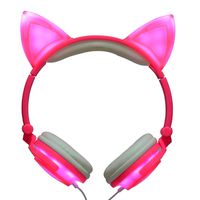 Cat Ear Headphones for Girls - Gaming Cosplay Geadphones Wireless Over Ear Bluetooth Headsets with LED Music Lights (C)