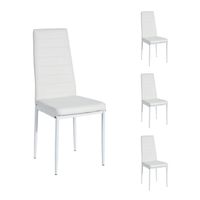 Aingoo White Kitchen Chairs Set of 4 Dining Chair Black with Steel Frame High Back PU Leather