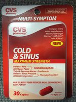 cvs COLD & SINUS Maximum Strength 30 Caplets for Ages 12+