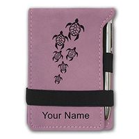 Mini Notepad, Sea Turtle Family, Personalized Engraving Included (Pink)