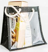 Jute window bag with PVC Window (pack of 6)- BLACK