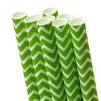 10 ct. Green Chevron Paper Straw | Quantity: 10 | Length - 7 3/4" | Diameter - 1/4"
