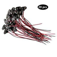 WangZhiFeng 20pcs 9V Battery snap Connector, 9 Volt Battery Button Clip Connector, with Buckle end Wire Lead Plastic housing (no DC Plug). (T-Type 20pcs)