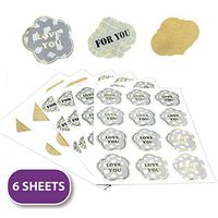 Besecraft Decorative Adhesive Labels, Personalized Envelope Seal Stickers, Kraft Labels Stickers, 60Pcs, 6 Sheets, Bridal Shower Envelope Seal Labels, Decorative Sealing Stickers for Stationary