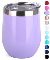 SUNWILL Insulated Wine Tumbler with Lid (Lavender), Stemless Stainless Steel Insulated Wine Glass 12oz, Double Wall Durable Coffee Mug, for Champaign, Cocktail, Beer, Office use