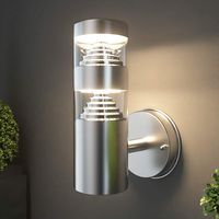 NBHANYUAN Lighting LED Outdoor Wall Light Fixtures Exterior Wall Sconce Silver Stainless Steel Weatherproof 3000K Warm Light Front Door Porch Light 9W 110V 1000LM [Energy Class A+]