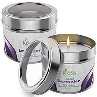 KISCO CANDLES Luxury Scented Candles, 2 Pack – 100% Natural Soy Wax – Beautiful Gift Set Tins – Soothing, Relaxing Light Lavender Fragrance - Aromatherapy, Decoration, Parties - 4.5oz