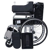 Wheelchair Medical Equipment Steel Lightweight Foldable, Breathable Fabric Waterproof Leather, Suitable for Home and Medical(Color:Black) Walker Assist Devices