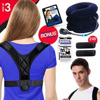 Posture Corrector for Men and Women & Inflatable Cervical Neck Traction Device- Adjustable Upper Back Brace & Neck Stretcher for Clavicle Support and Providing Shoulder - Neck Pain Relief