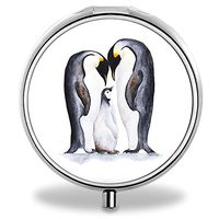 IMLONE Pill Organizer, Customized Child Penguin Pill Boxes with 3 Components and Mirror for Travelling and Daily Needs