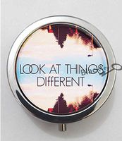 BlackKey Look at Things Different Quotes 3-Compartment Decorative Pocket Gift Box Case Organizer for Pill, Color 1 -557