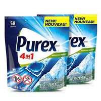 Purex 4-in-1 Laundry Detergent Pacs, Mountain Breeze, 58Count, Pack of 2, Total Loads, 116, 116Count