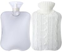 Attmu Classic Rubber Transparent Hot Water Bottle  with Knit Cover - 2 Fl Oz, White