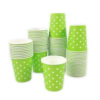 Black Cat Avenue 100 Pack 8oz Disposable Green Polka Dots Paper Cups For Coffee Cocoa Chocolate Latte Cappuccino