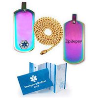 Epilepsy Medical Alert ID Dog Tag Pendant in Anodized Titanium