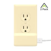 2 Pack SnapPower USB Charger Outlet Wall Plate Cover - No Batteries Or Wires - Installs In Seconds - (Duplex, Ivory)