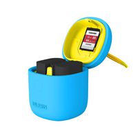 TELESIN ALLIN BOX 3 in 1 Dual USB Battery Charger SD Card Reader Storage Case + 2pcs LP-E6 Battery for Canon 5D Mark II III, EOS 5D Mark IV, 5DS, 5DSR, 6D, 60Da, 7D, 7D Mark II, 70D, 80D Camera (Blue)