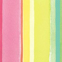 Amscan 509703 Party Tableware Sunny and Pink Spring Stripe Beverage Napkins, 16 Ct. | 5" x 5", Multicolor