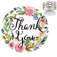 500 Floral Thank You Stickers, 1.5 inches Round Adhesive Labels for Gift, Wedding, Party, Company Giveaway & Birthday Party, Mailing Supplies for Small Business Boutique Bags & Merchandise Bags. (B)