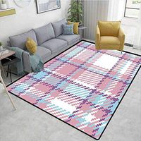 Bigdatastore Checkered Print Area Rug Modern, Antique Clothing Pattern Design with Retro Display English Culture, Durable Carpet Area Rug - Living Dinning Room Bedroom Rugs and Carpets(2.5'x 7')