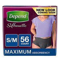 Depend Silhouette Incontinence Underwear for Women, Maximum Absorbency, Disposable, S/M, Black, 56 Count