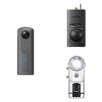 Ricoh Theta V 4k 360 Spherical Camera with TA-1 3D Audio Microphone for Theta V and TW-1 Underwater Housing for Theta Spherical Cameras (V, S & SC)
