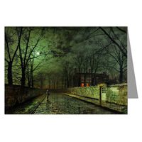 12 Vintage Notecard set of John Atkinson Grimshaw Victorian Painting of London Street Scene titled Silver Moonlight, 1880