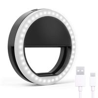 Selfie Ring Light, Rechargeable Clip on Selfie Fill Light with 36 LED Light, 3-Level Adjustable Brightness Compatible for iPhone, iPad, Android, Tablet, Laptop, Camera Video (Black)